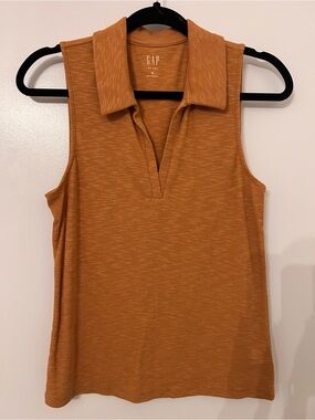 GAP Women's Sleeveless Polo Tank in Burnt Orange